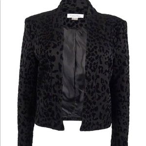 [Calvin Klein] NWOT Cropped Velvet Leopard Blazer